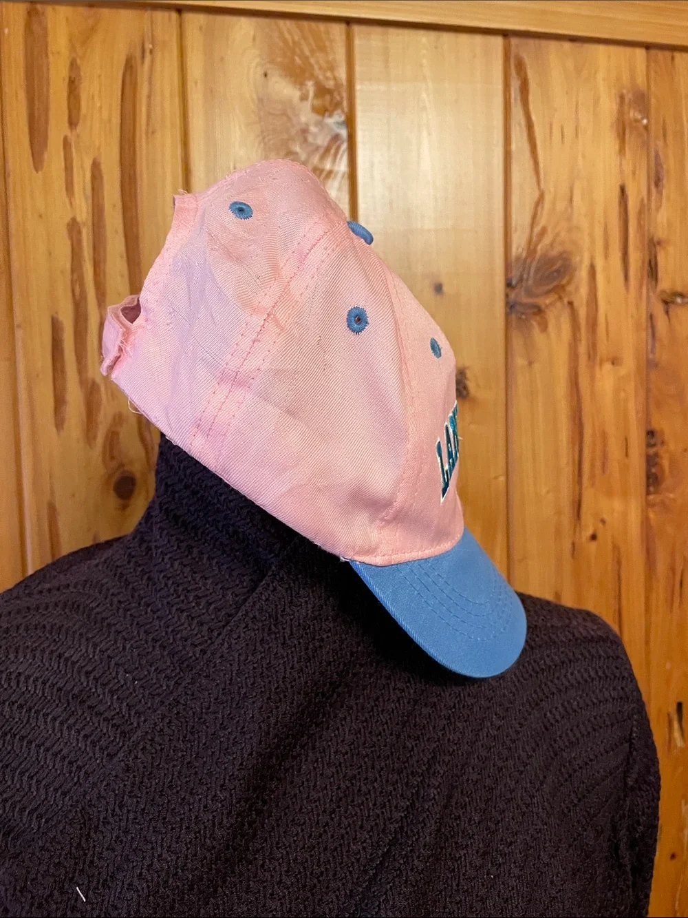 Lands' End Pink and Light Blue Kids' Baseball Cap